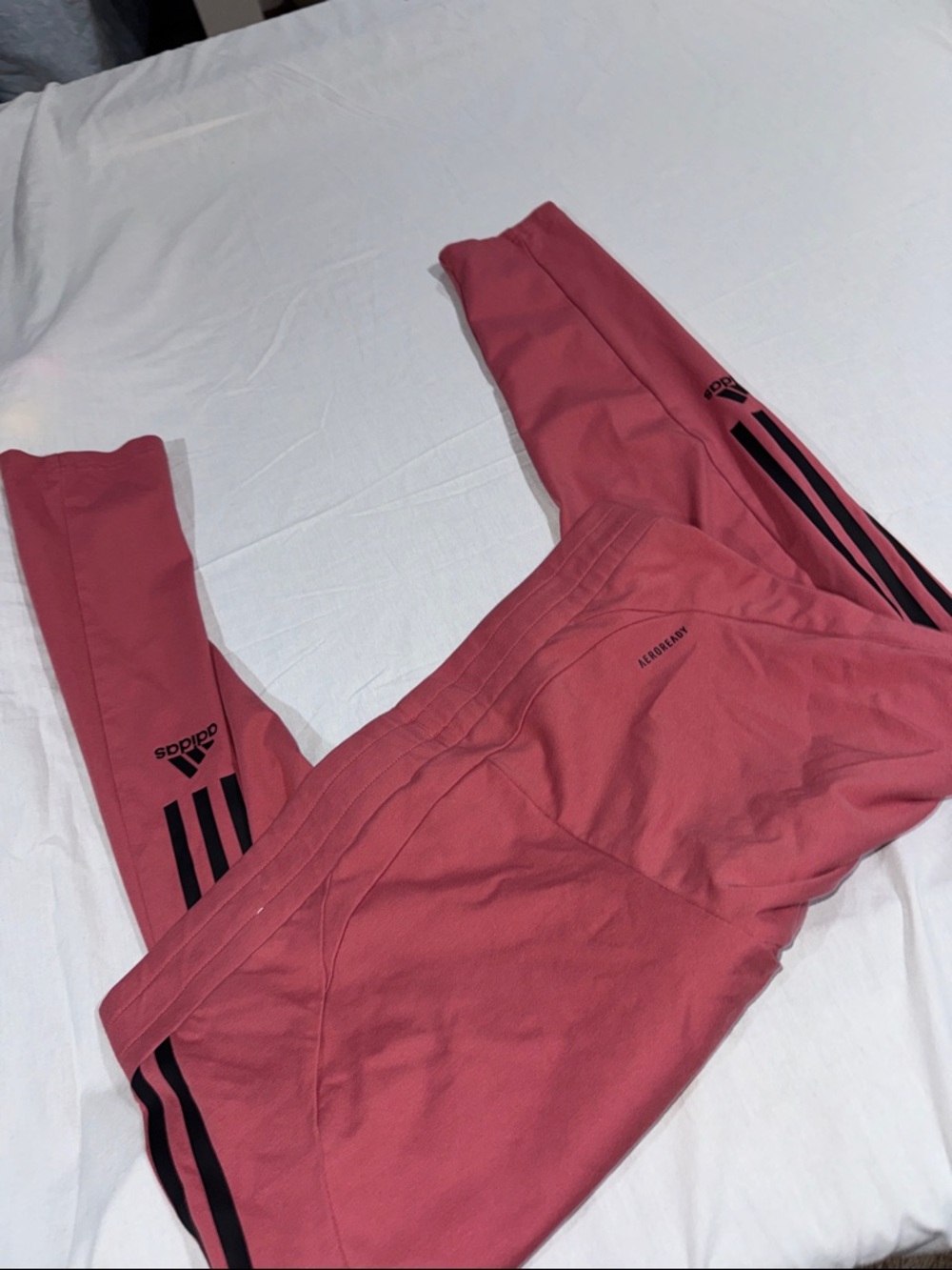 adidas Pink Leggings with Black Side Stripe - Picture 3 of 5